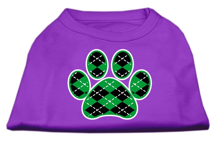 Argyle Paw Green Screen Print Shirt Purple XS